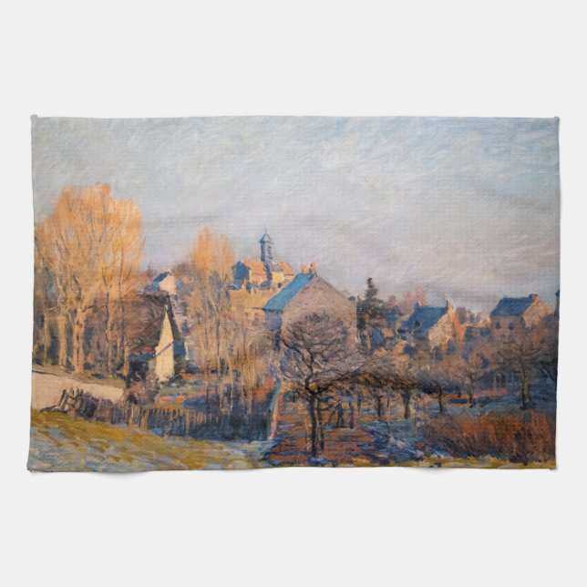 Alfred Sisley - Frosty Morning in Louveciennes Tea Towel (Horizontal)