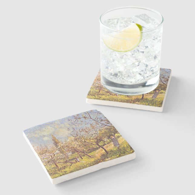Alfred Sisley Orchard in spring Stone Coaster (Side)