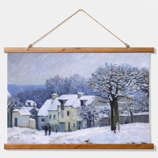 Alfred Sisley - Place Chenil in Marly, Snow Effect Hanging Tapestry (Front)