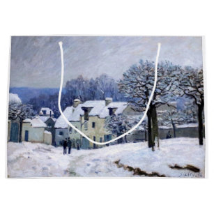Alfred Sisley - Place Chenil in Marly, Snow Effect Large Gift Bag