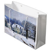 Alfred Sisley - Place Chenil in Marly, Snow Effect Large Gift Bag (Front Angled)