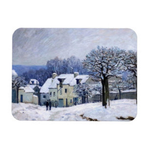 Alfred Sisley - Place Chenil in Marly, Snow Effect Magnet