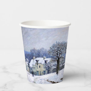 Alfred Sisley - Place Chenil in Marly, Snow Effect Paper Cups
