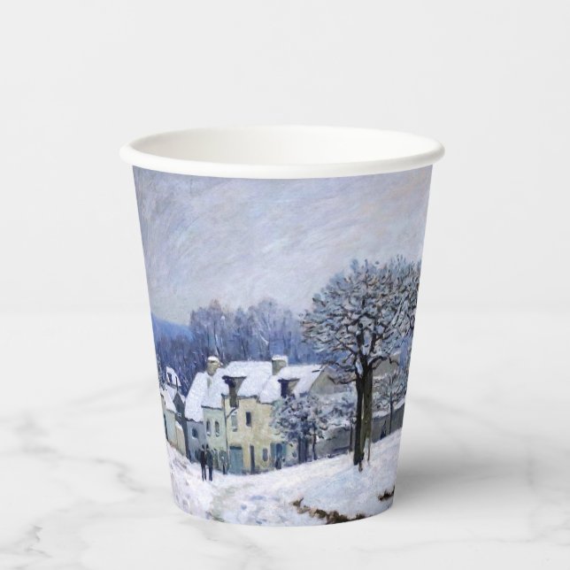 Alfred Sisley - Place Chenil in Marly, Snow Effect Paper Cups (Front)
