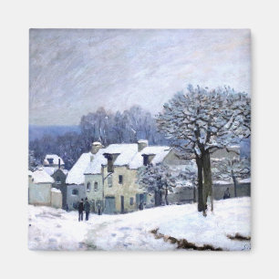 Alfred Sisley Place du Chenil in Marly, snow Magnet