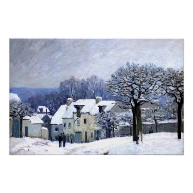 Alfred Sisley Place du Chenil in Marly, snow  Poster (Front)