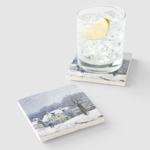 Alfred Sisley Place du Chenil in Marly, snow Stone Coaster
