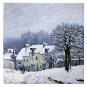 Alfred Sisley Place du Chenil in Marly, snow Tile