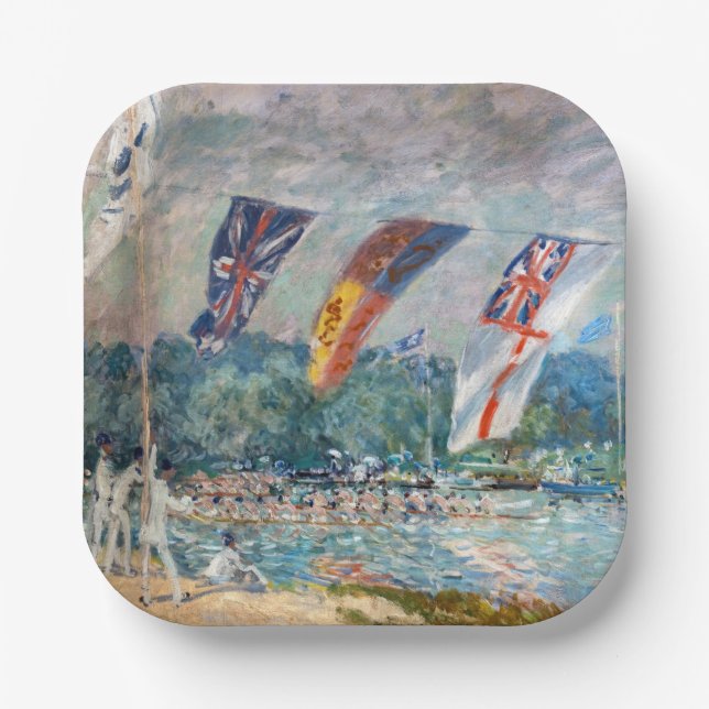 Alfred Sisley - Regatta at Molesey Paper Plate (Front)