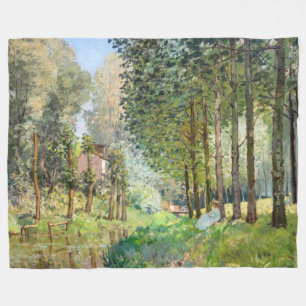Alfred Sisley - Rest along the Stream Fleece Blanket