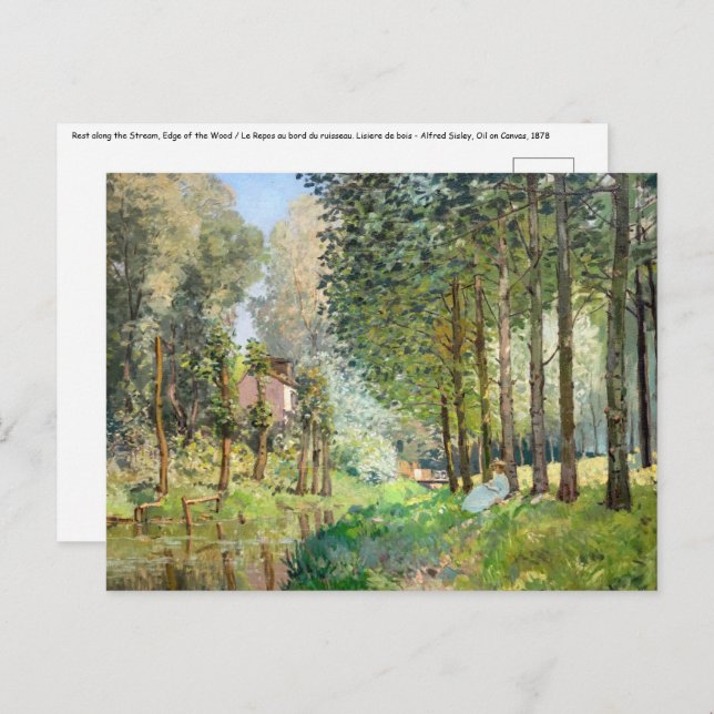 Alfred Sisley - Rest along the Stream Postcard (Front/Back)