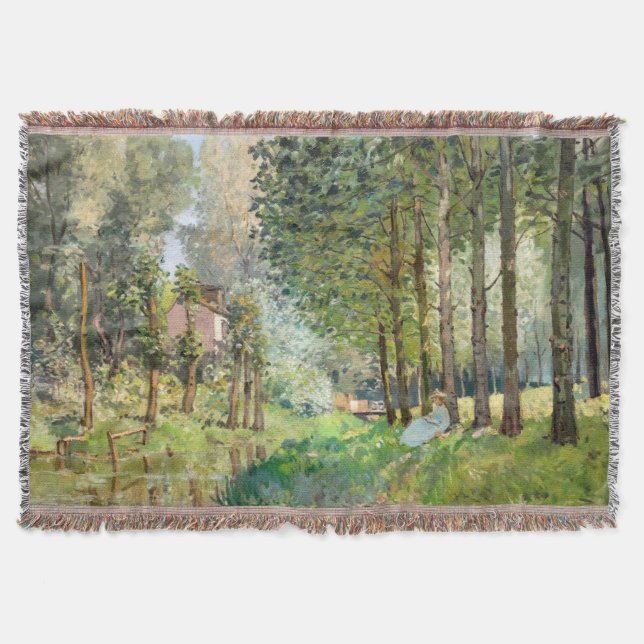 Alfred Sisley - Rest along the Stream Throw Blanket (Front)