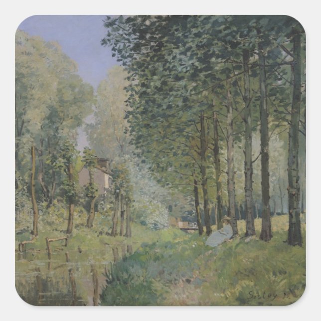Alfred Sisley | The Rest by the Stream Square Sticker (Front)