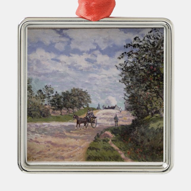 Alfred Sisley | The Road from Mantes  Metal Tree Decoration (Front)
