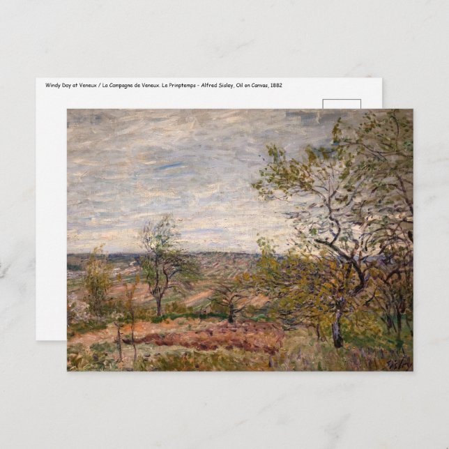Alfred Sisley - Windy Day at Veneux Postcard (Front/Back)