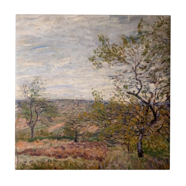 Alfred Sisley - Windy Day at Veneux Tile (Front)