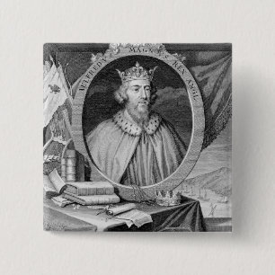 Alfred the Great (849-99) King of Wessex, engraved 15 Cm Square Badge