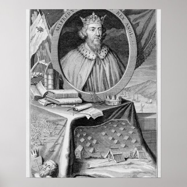 Alfred the Great (849-99) King of Wessex, engraved Poster (Front)