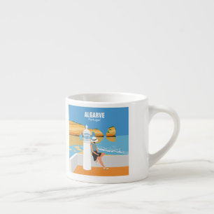 Algarve beach girl travel vintage style espresso cup