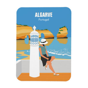 Algarve beach girl travel vintage style magnet