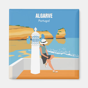 Algarve beach girl vintage sytle travel poster thr magnet