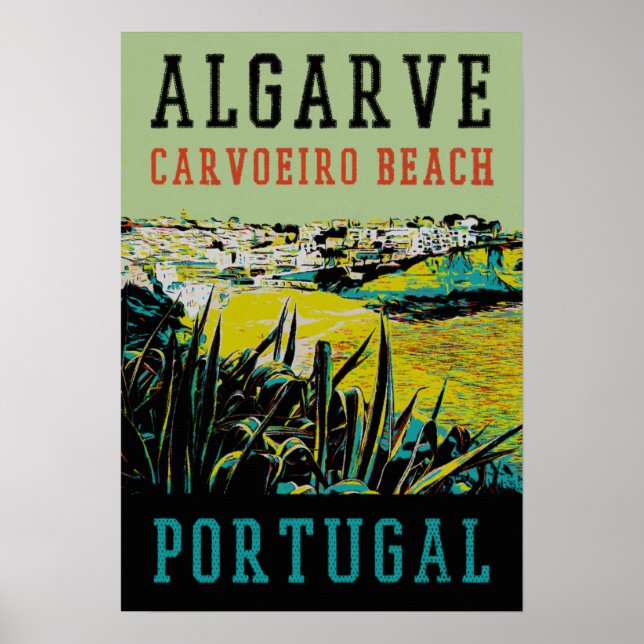Algarve Carvoeiro beach Portugal vintage travel Poster (Front)
