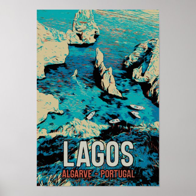 Algarve Lagos coast Portugal vintage travel Poster (Front)