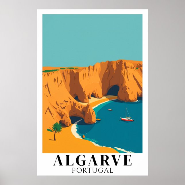 Algarve Portugal Beach Vintage Travel Art Poster (Front)