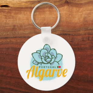 Algarve Portugal Flower Succulent Vintage Souvenir Key Ring