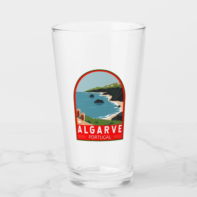 Algarve Portugal Retro Travel Art Vintage Glass (Front)