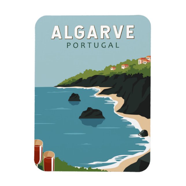 Algarve Portugal Retro Travel Art Vintage  Magnet (Vertical)