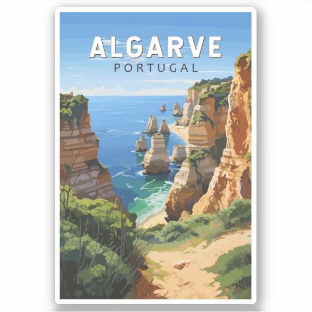 Algarve Portugal Travel Art Vintage (Front)