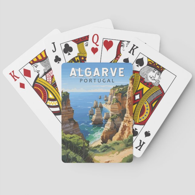 Algarve Portugal Travel Art Vintage Playing Cards (Back)