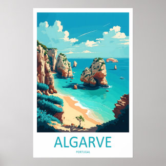 Algarve Portugal Travel Poster Vintage Ski