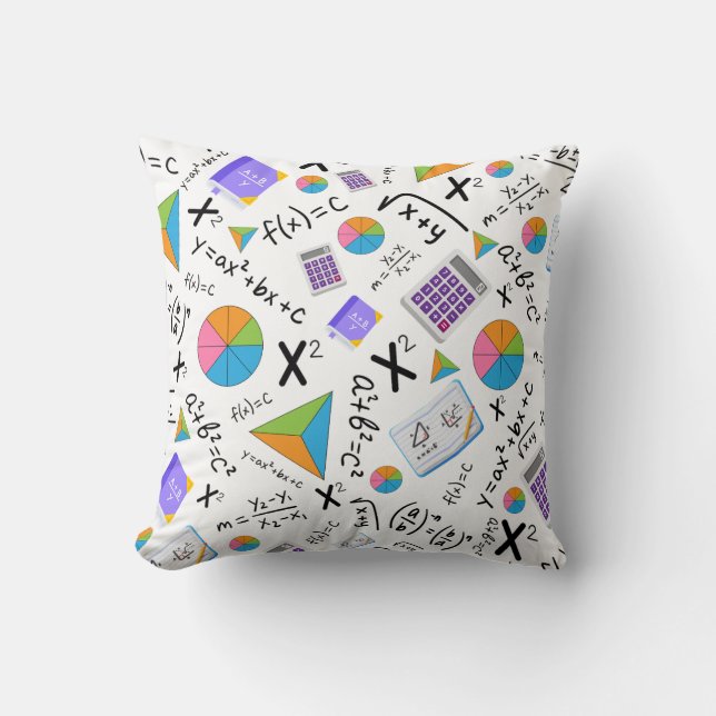 Algebra Math Symbols Pattern Cushion (Front)