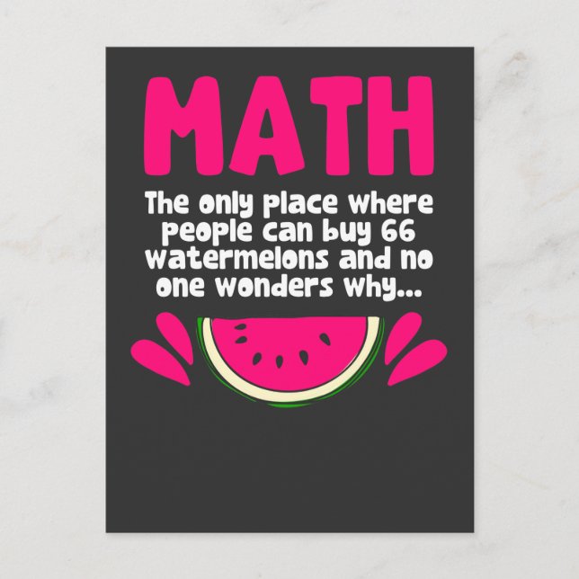 Algebra Math Teacher Mathematics Science Humour Postcard (Front)