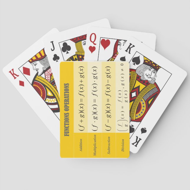 Algebra Playing Cards: Operations of Functions Pla Playing Cards (Back)