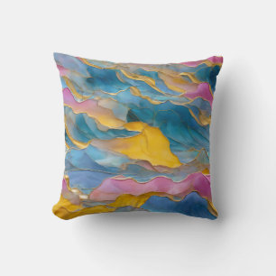 “Algeciras” Blue Pink Sand Waves Cushion