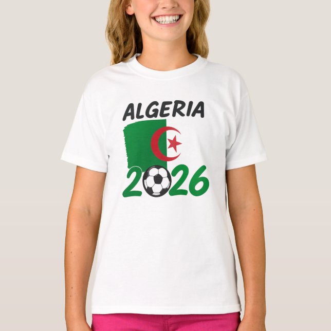 Algeria 2026 Soccer Fan Design with Crescent Star  T-Shirt (Front)