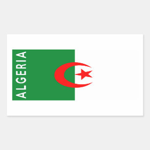 algeria country flag text name rectangular sticker