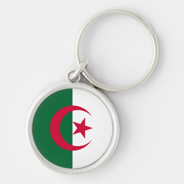 Algeria Flag Button Key Ring (Front)