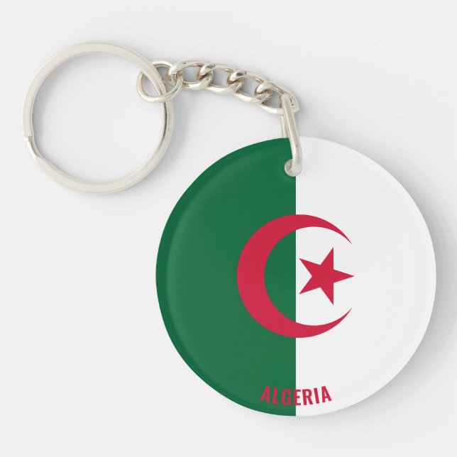 Algeria Flag Charming Patriotic Keychain (Front)