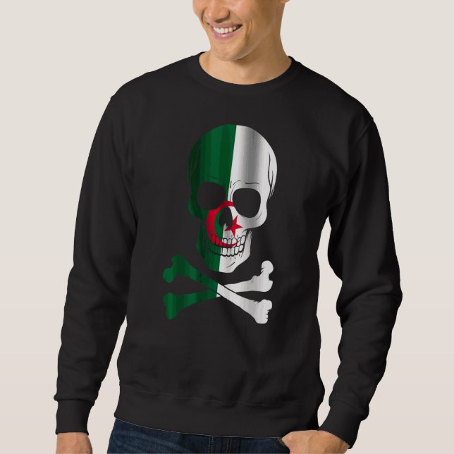 Algeria Flag Design Skull Flag Algeria Sweatshirt (Front)