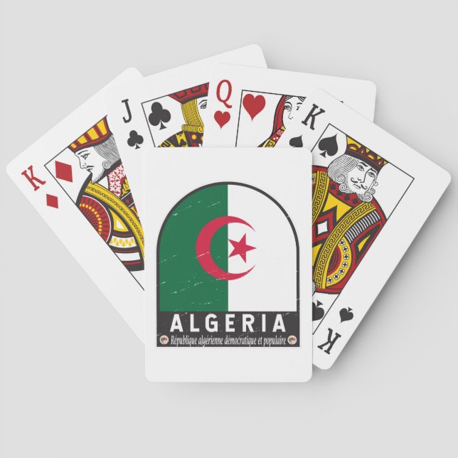 Algeria Flag Emblem Distressed Vintage  Playing Cards (Back)