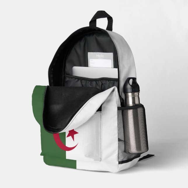 Algeria flag printed backpack (Back Corner Right (Open))