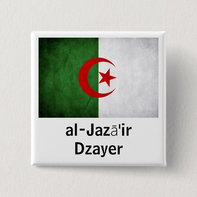 Algeria Grunge Flag 15 Cm Square Badge (Front)