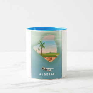 Algeria Illustrated travel poster print. Two-Tone Coffee Mug