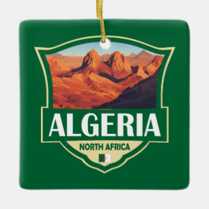 Algeria Illustration Retro Badge Ceramic Ornament