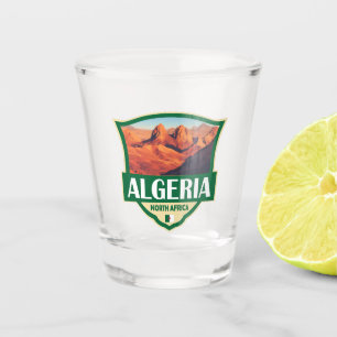 Algeria Illustration Retro Badge Shot Glass