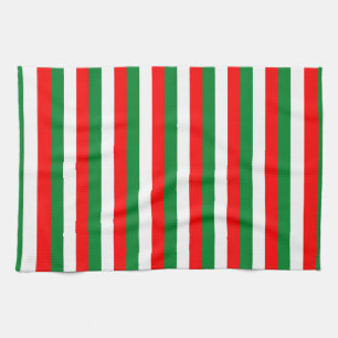 algeria Lebanon Oman Italy flag stripes red white Tea Towel